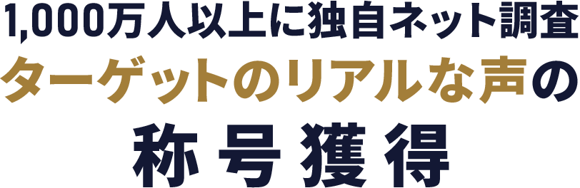 1,000万人以上に独自ネット調査 ターゲットのリアルな声の称号獲得